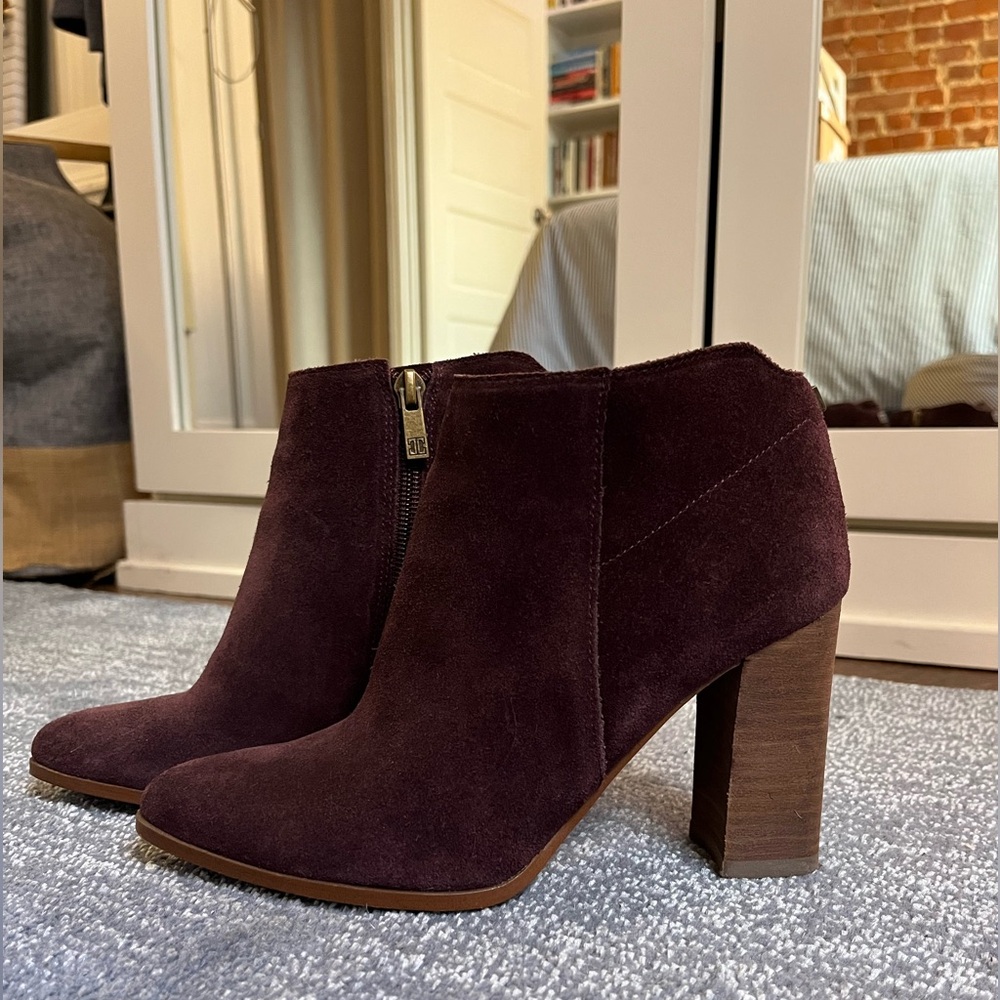 Ivanka Trump Maroon Suede Heeled Booties